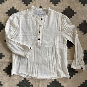 Loup striped 3/4 sleeve quarter button cotton top size XS